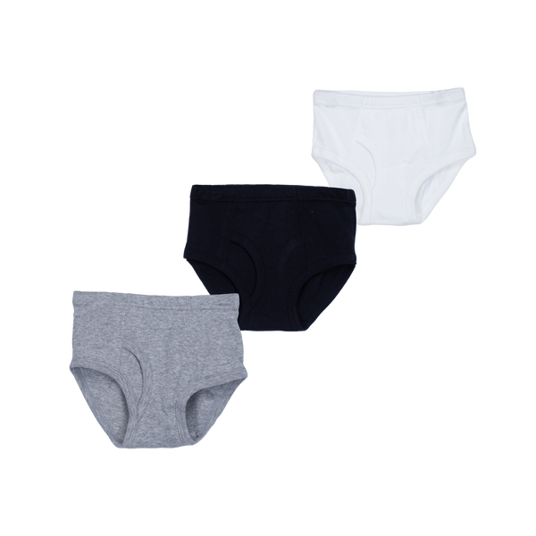 THREE-PACK BRIEFS WHITE/GRAY/BLACK