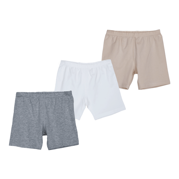 THREE-PACK BIKE SHORTS WHITE/BEIGE/GRAY