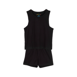 PLAIN TANK TOP AND SHORTS SET Black