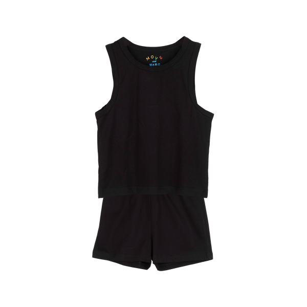 PLAIN TANK TOP AND SHORTS SET Black