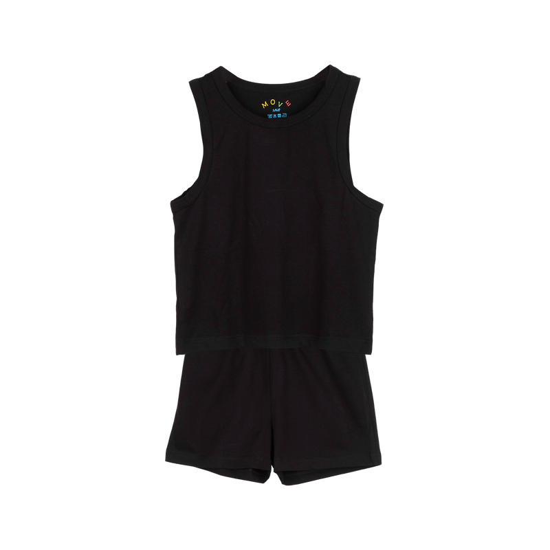 PLAIN TANK TOP AND SHORTS SET Black