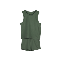 PLAIN TANK TOP AND SHORTS SET Green
