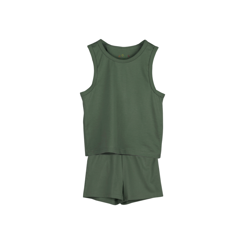 PLAIN TANK TOP AND SHORTS SET Green