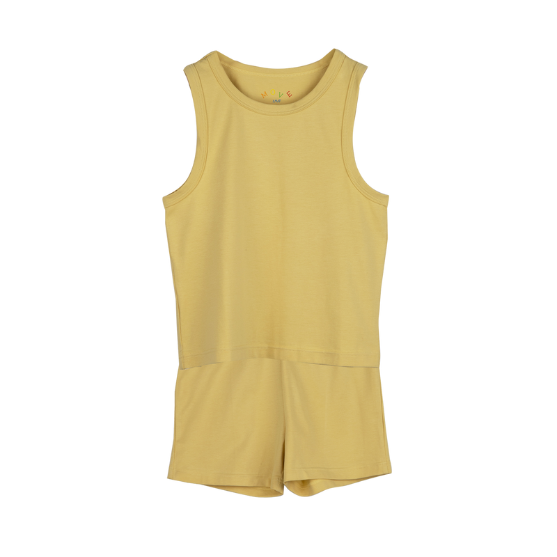 PLAIN TANK TOP AND SHORTS SET Yellow