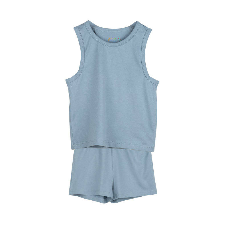 PLAIN TANK TOP AND SHORTS SET Blue