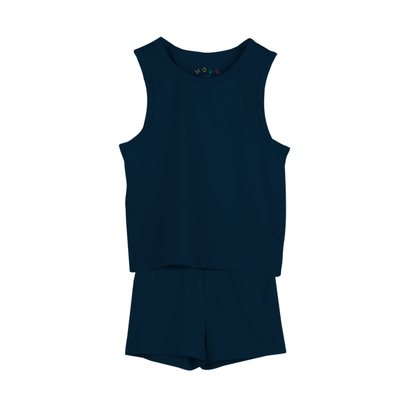 PLAIN TANK TOP AND SHORTS SET Navy