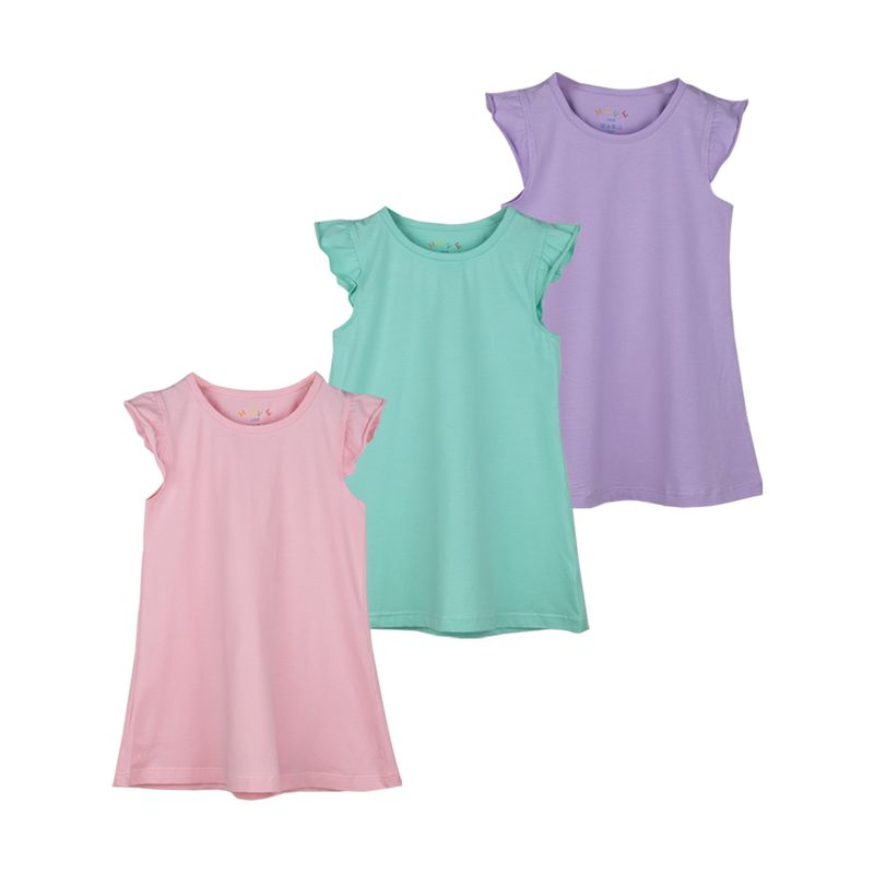 THREE-PACK DRESS WITH RUFFLE SLEEVES