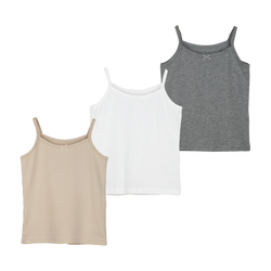 THREE-PACK TANK TOP WHITE/BEIGE/GRAY