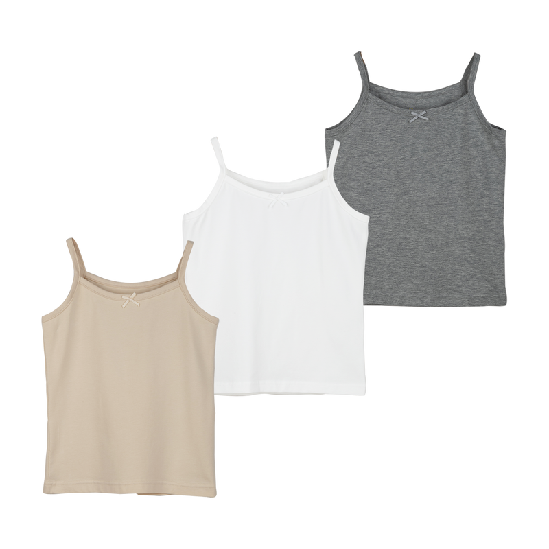 THREE-PACK TANK TOP WHITE/BEIGE/GRAY