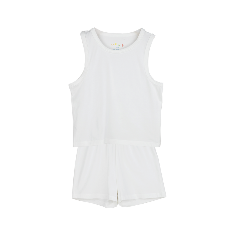 PLAIN TANK TOP AND SHORTS SET White